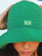 chapéu crochê brasil verde