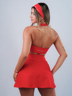 short saia vermelho