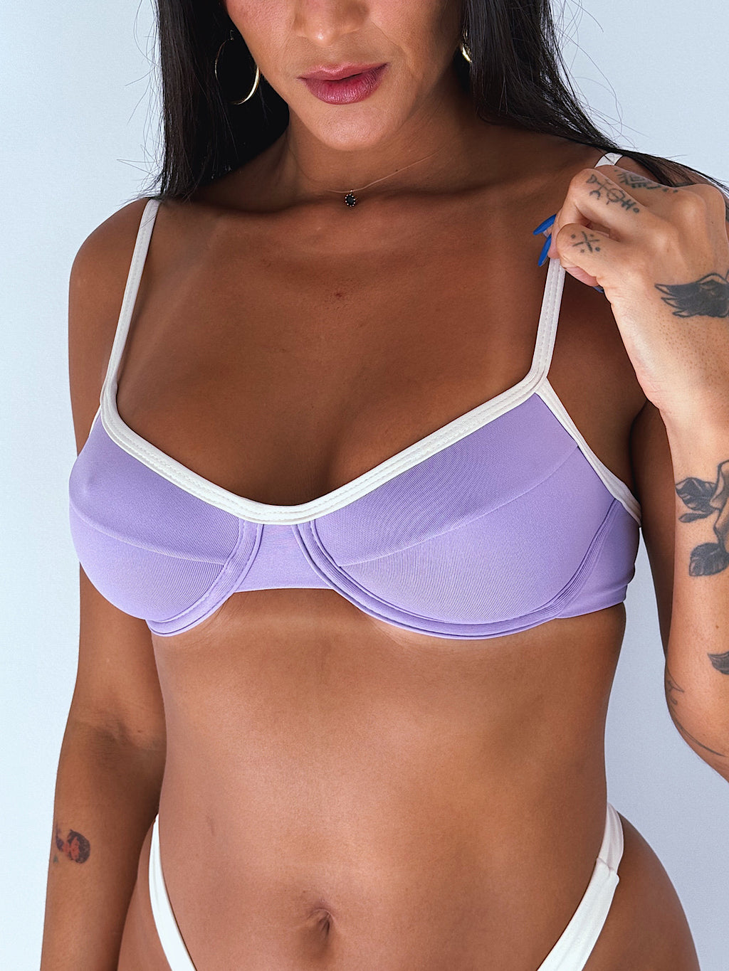 biquíni vintage lavanda&creme