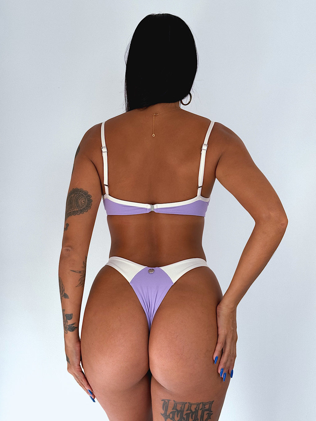 biquíni vintage lavanda&creme