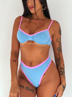 biquíni hot pants blue&pink