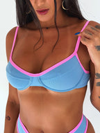 biquíni hot pants blue&pink