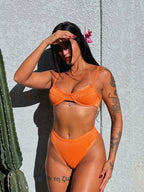 biquíni hot pants tangerina shine