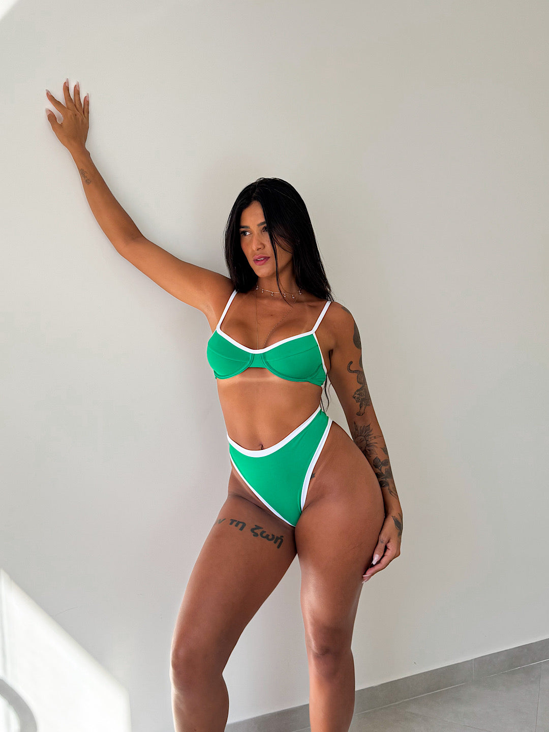 biquíni hot pants verde&branco brasil