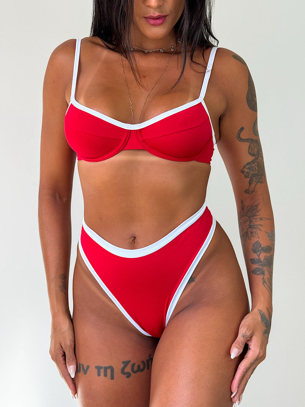biquíni hot pants vermelho&branco