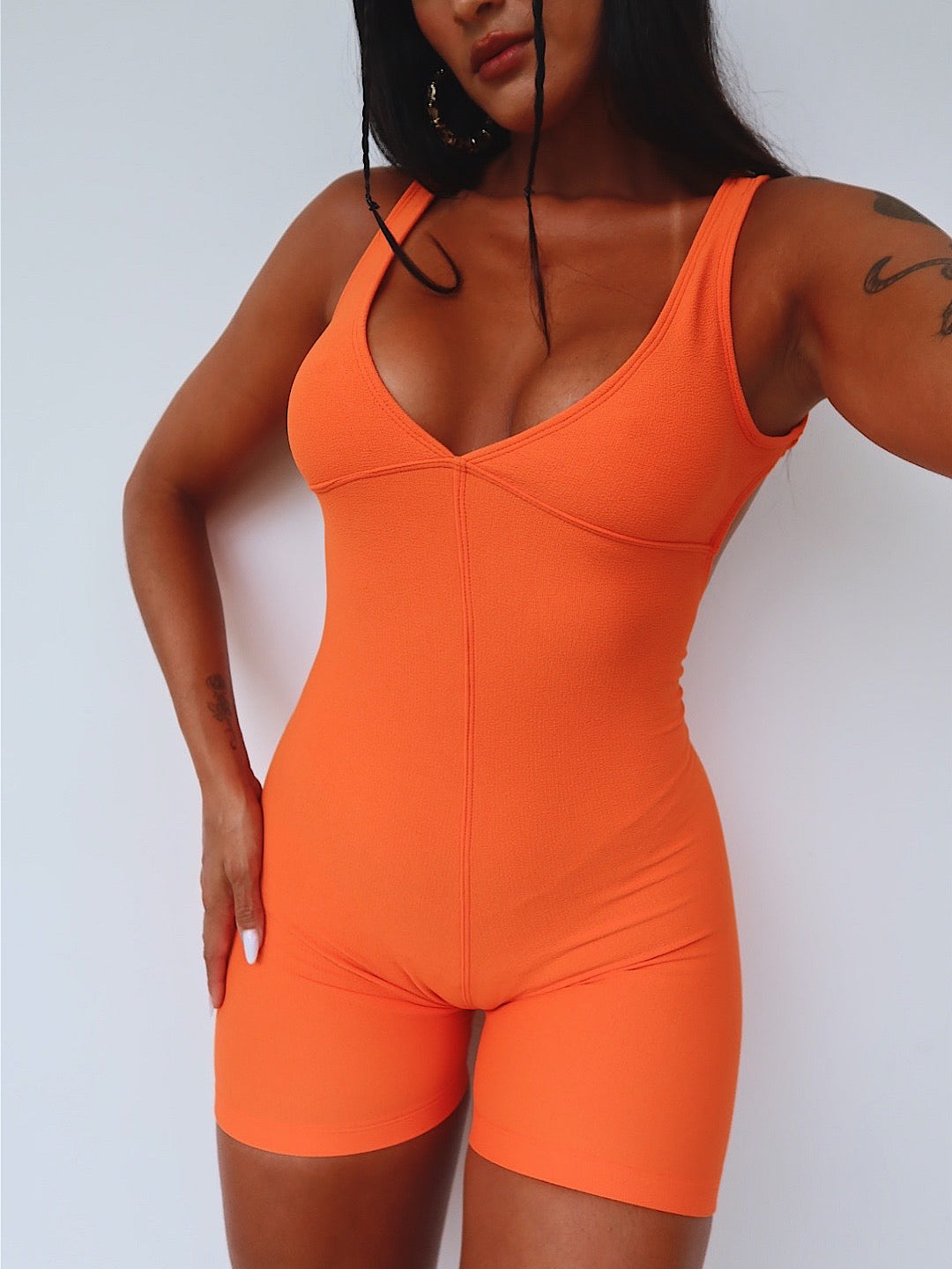 macaquinho fit tangerina texturizado