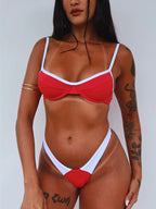 biquíni vintage vermelho&branco