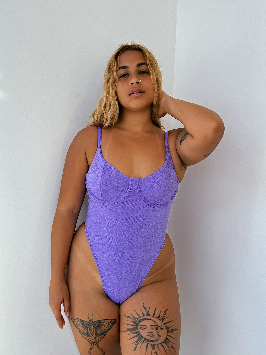 maiô zara lavanda shine