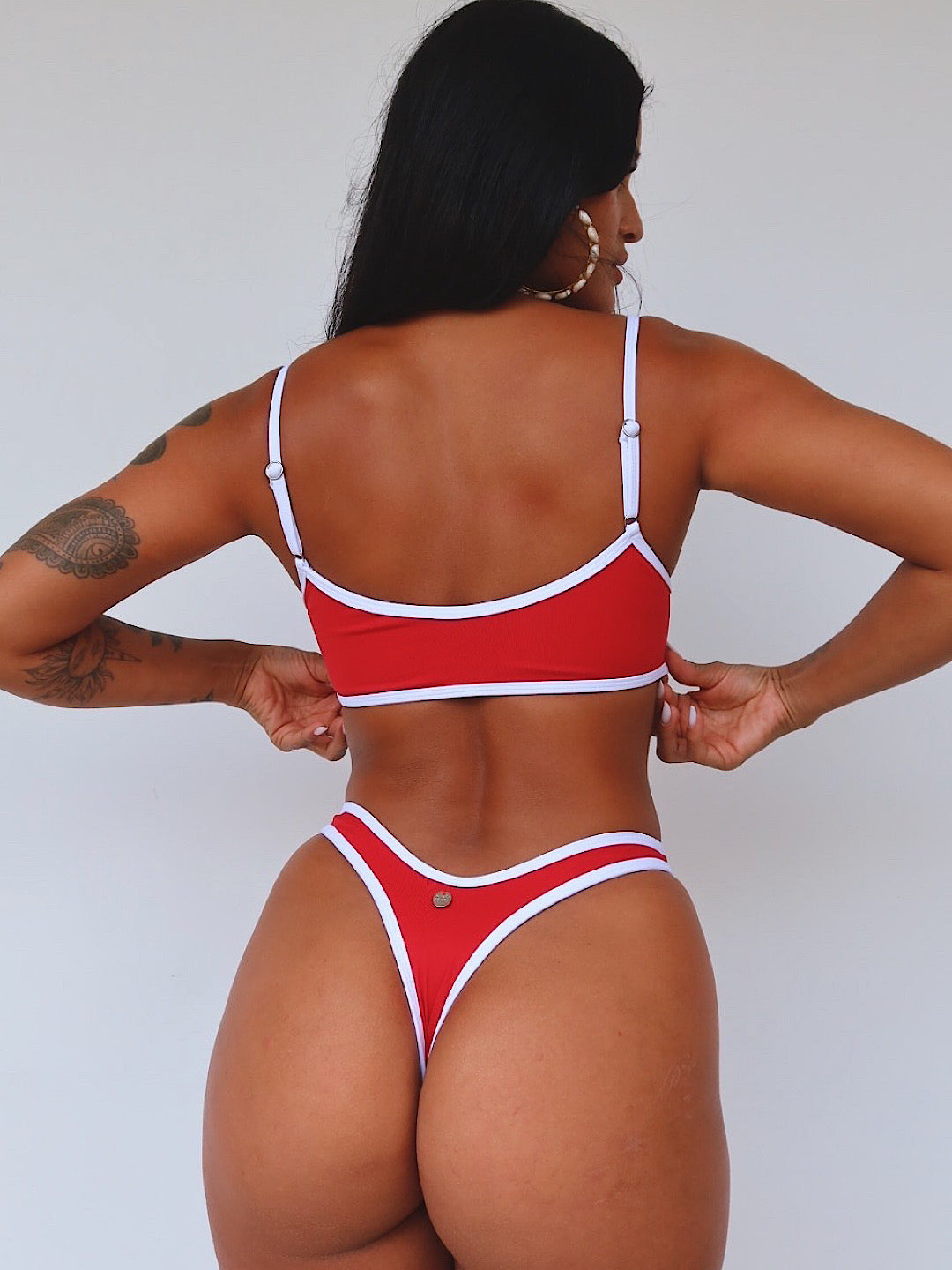 biquíni lua vermelho&branco