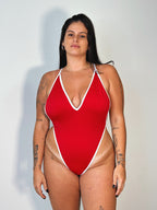 maiô aisha vermelho&branco