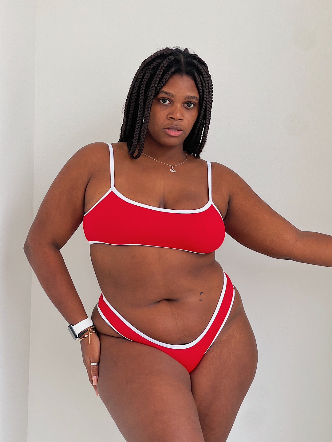 biquíni lua vermelho&branco