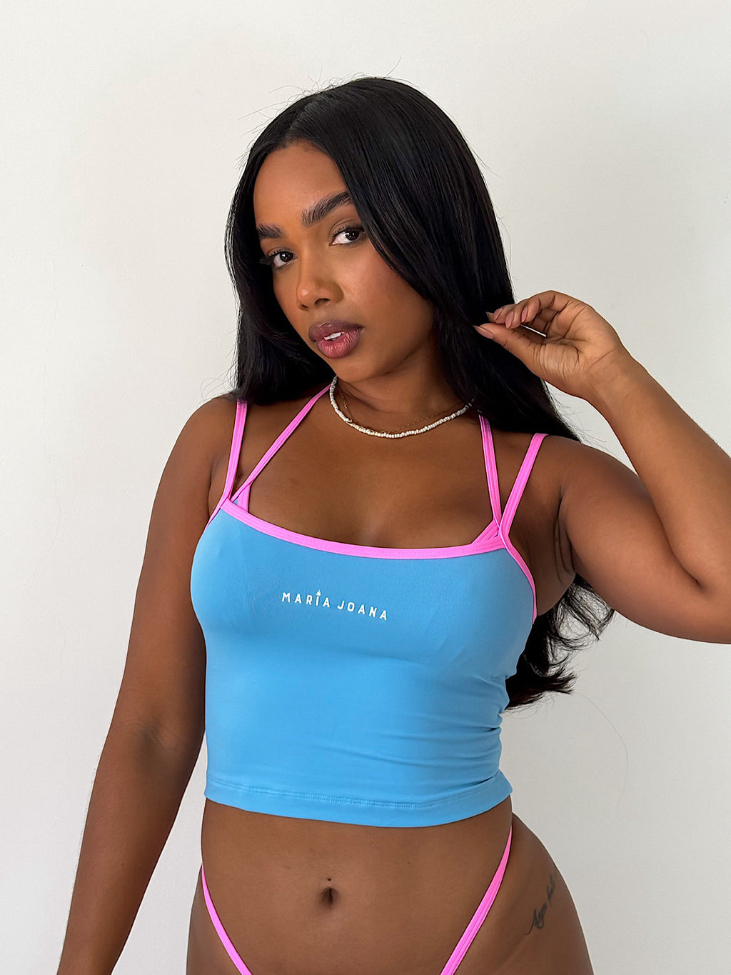 blusa basic blue&pink