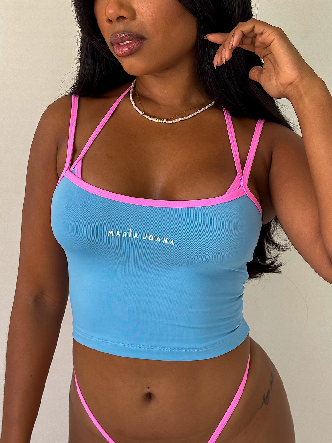 blusa basic blue&pink