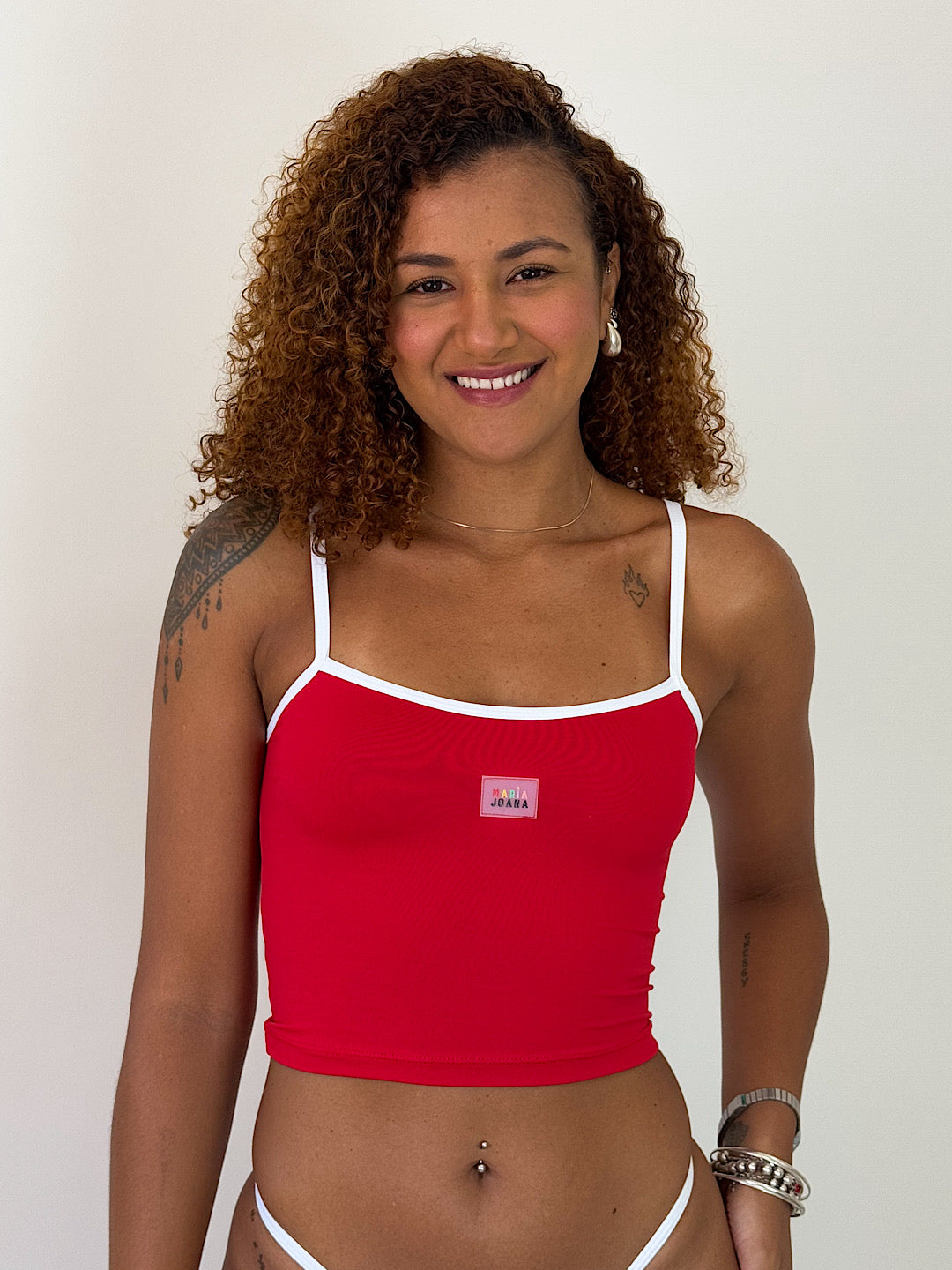 blusa basic vermelho&branco