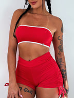 short aura vermelho